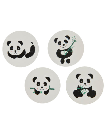 Stickers autocollants ronds panda pour enfant blancs avec illustrations variées