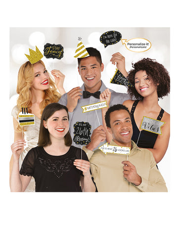 13 prilagodljivih črno-zlatih dodatkov za fotokabino