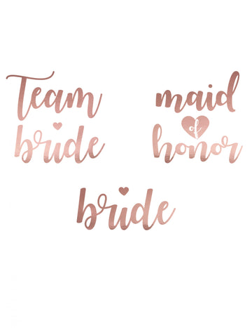 Začasne tetovaže Team bride za ženske v rožnato zlati barvi