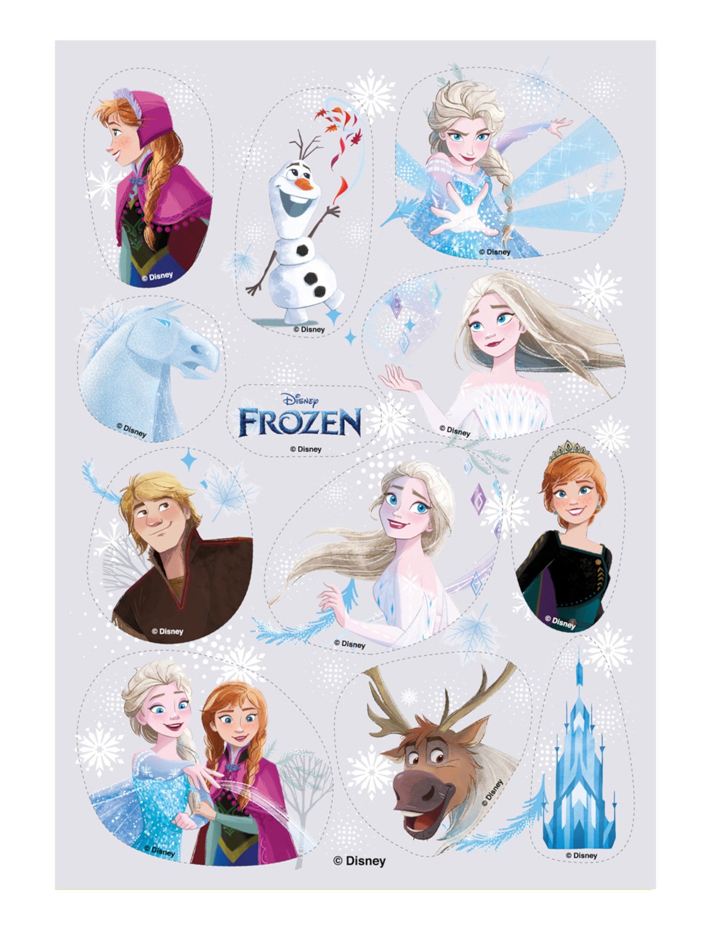 Mini sladkorni diski "Frozen" za otroke v večbarvni izvedbi z Elso, Ano in Olafom