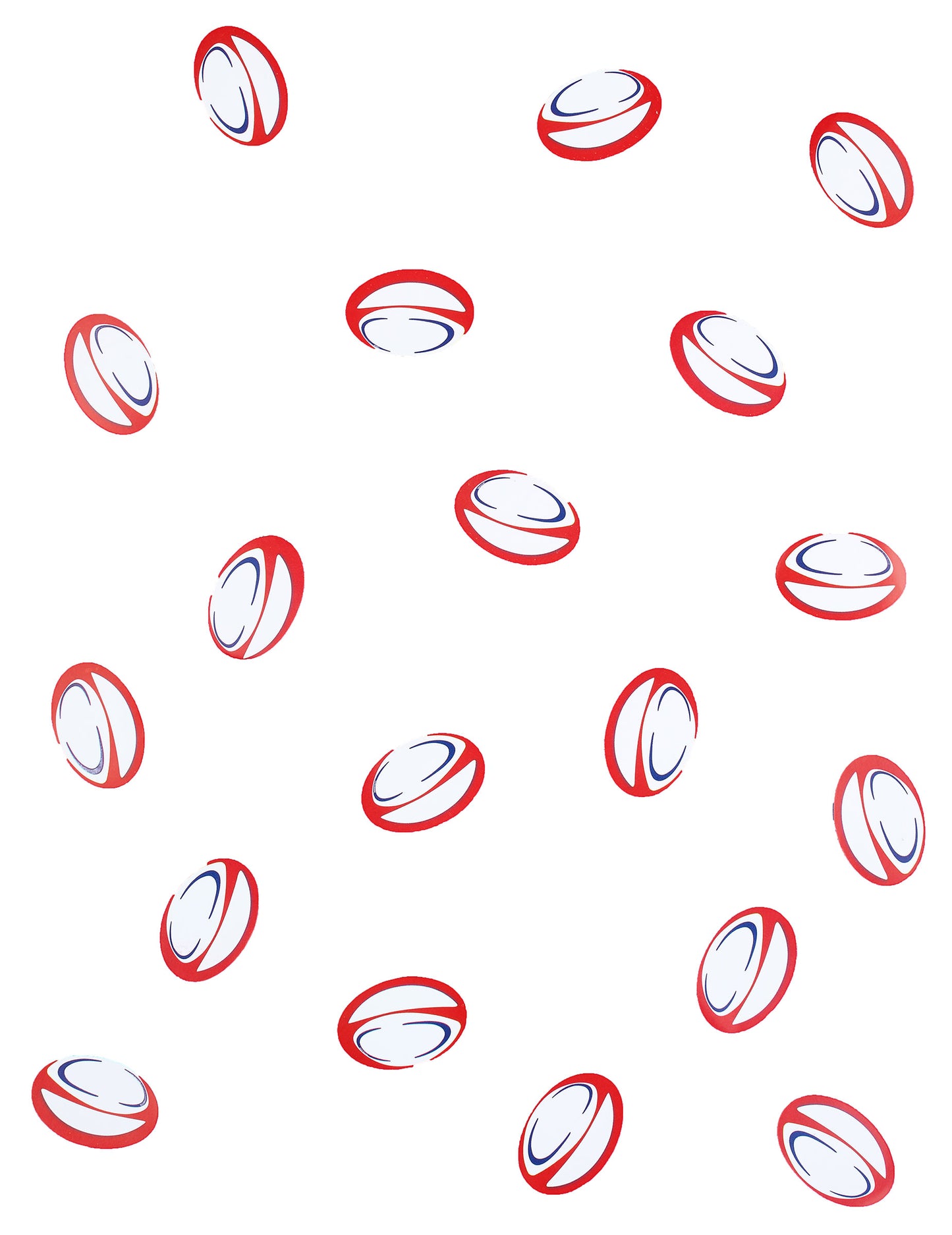 150 rdečih in modrih papirnatih konfetov za namizno igro ragbi žoge