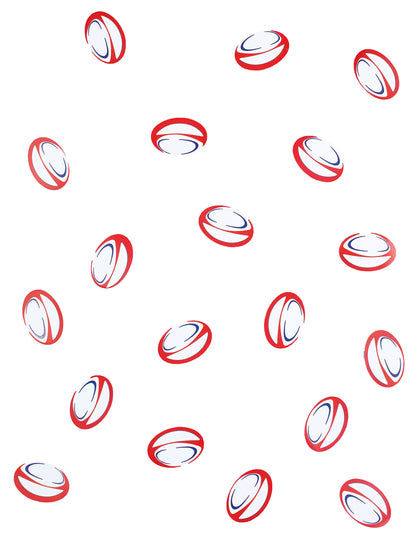 150 rdečih in modrih papirnatih konfetov za namizno igro ragbi žoge