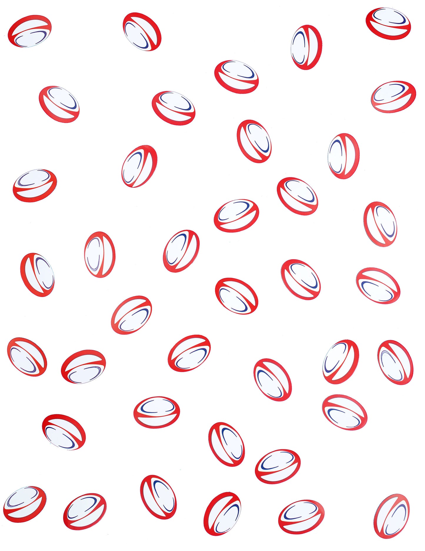 150 rdečih in modrih papirnatih konfetov za namizno igro ragbi žoge