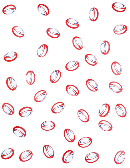 150 rdečih in modrih papirnatih konfetov za namizno igro ragbi žoge