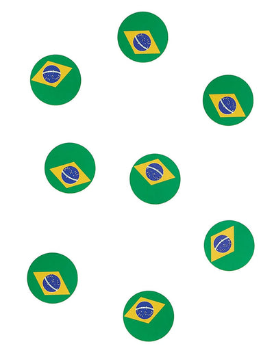 Confettis de table drapeau Brésil verts et jaunes ronds