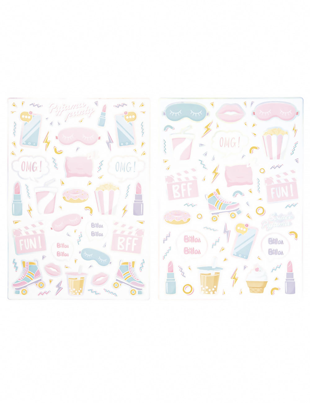 Stickers pyjama party pour enfant aux couleurs pastel