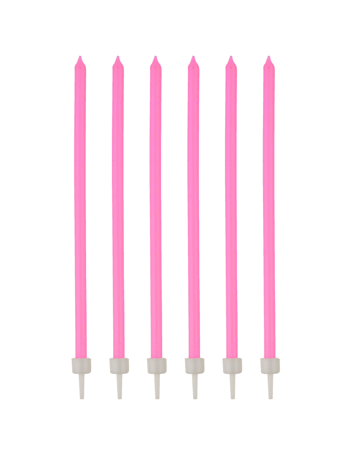 Bougies fines avec bobèches d'anniversaire pour fête rose