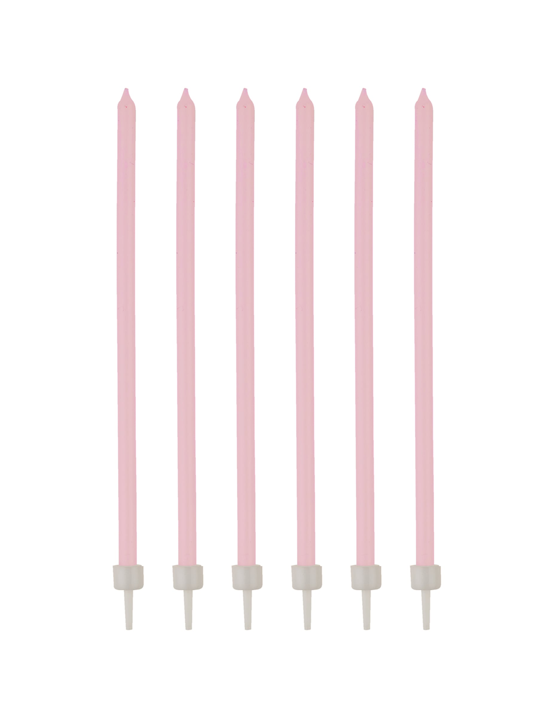 Bougies fines rose pâle avec bobèches