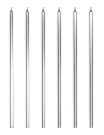 16 ogromnih kovinsko srebrnih sveč 18 cm z bobèches