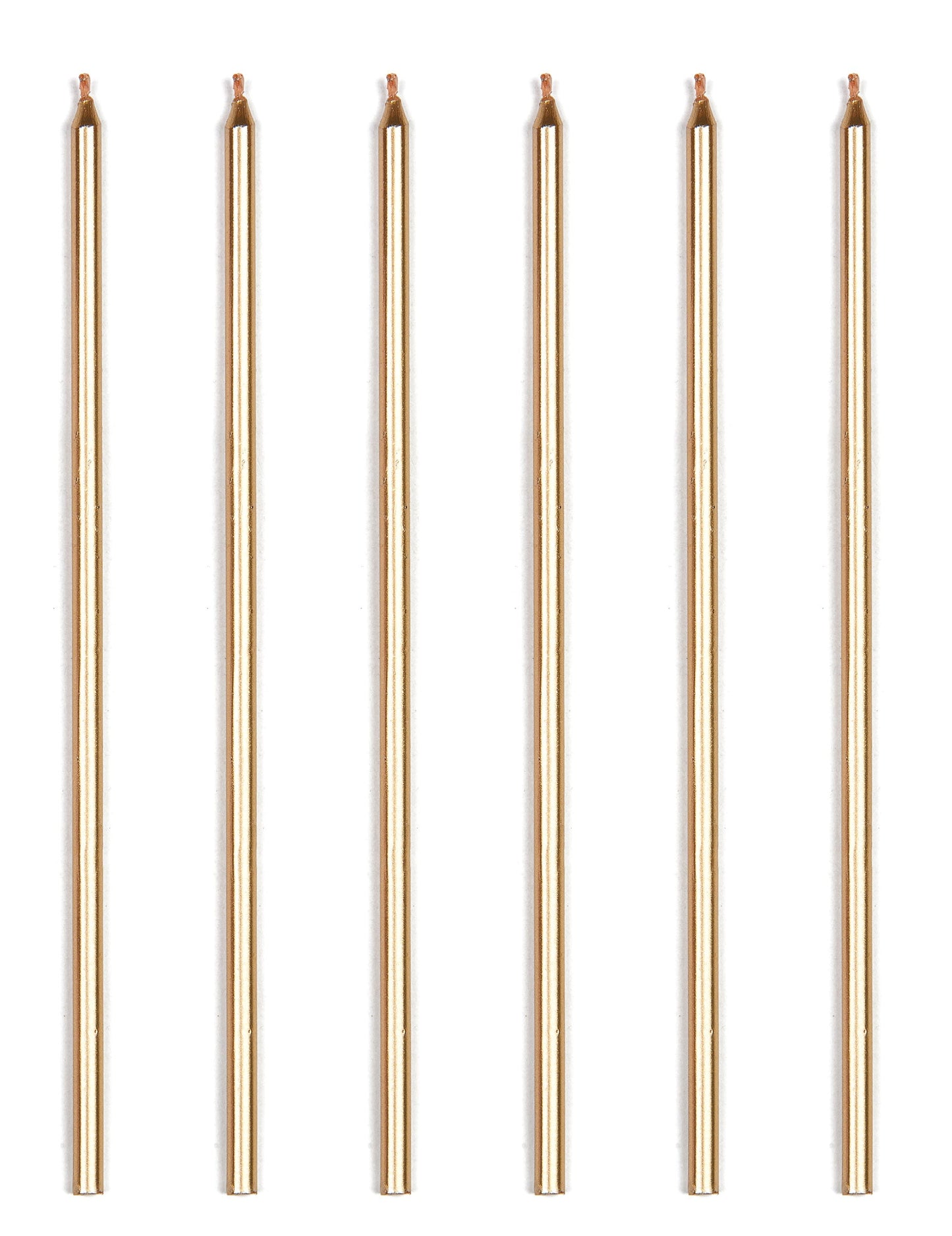 16 bougies géantes doré métallique avec bobèches