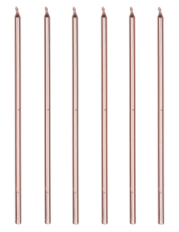 16 velikanskih sveč iz rožnatega zlata 18 cm z držali za sveče za torto