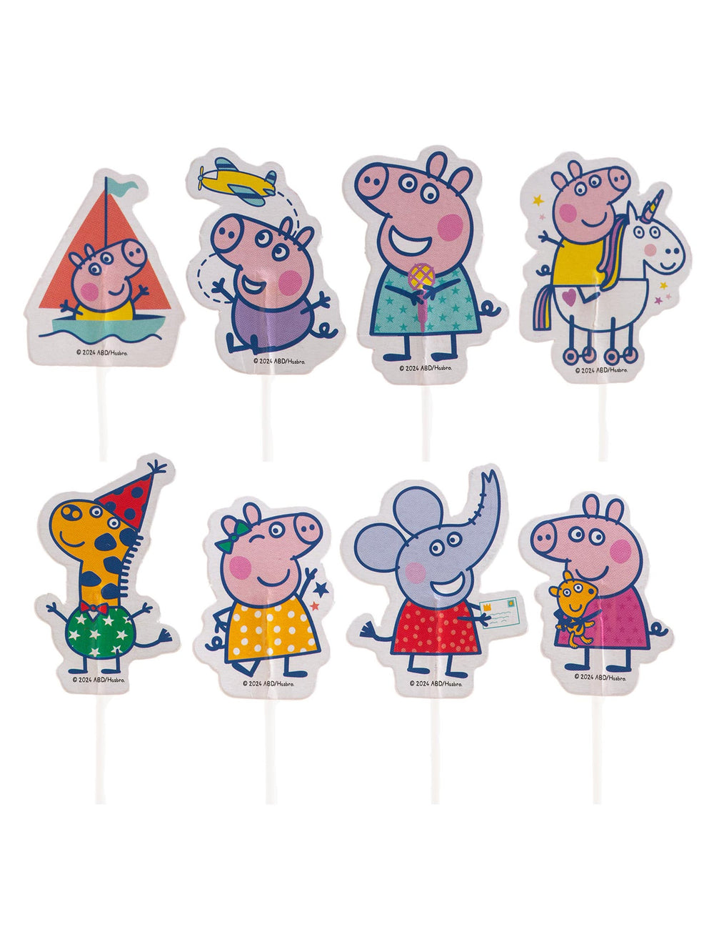 Cake toppers en papier Peppa pig multicolores avec personnages illustrés
