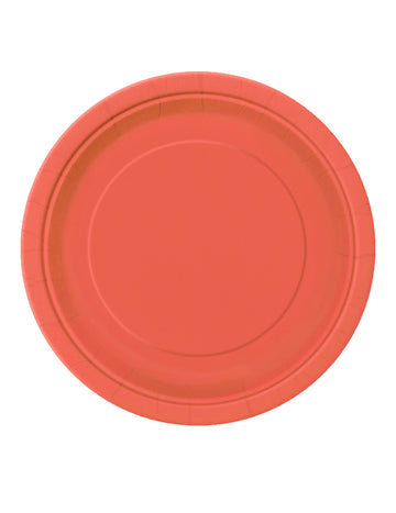 16 Grandes assiettes en carton corail 22 cm