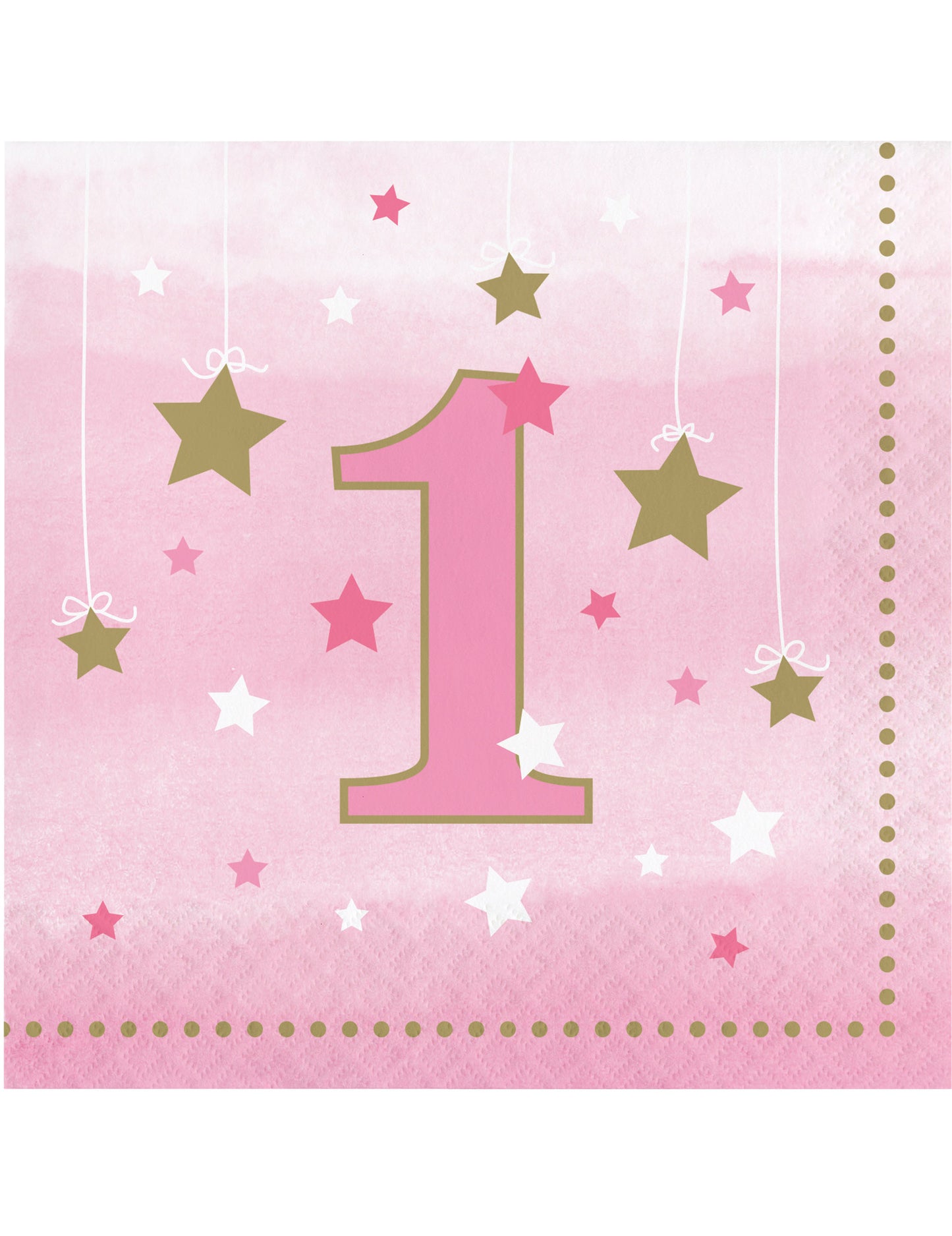 16 papirnatih prtičkov, starih 1 leto, One Little Star roza in zlate zvezdice