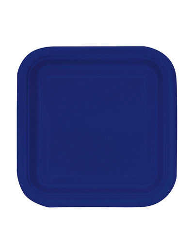 Assiettes en carton carrées pour dessert bleu marine