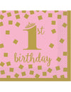 Petites serviettes en papier 1st birthday pour premier anniversaire rose et or
