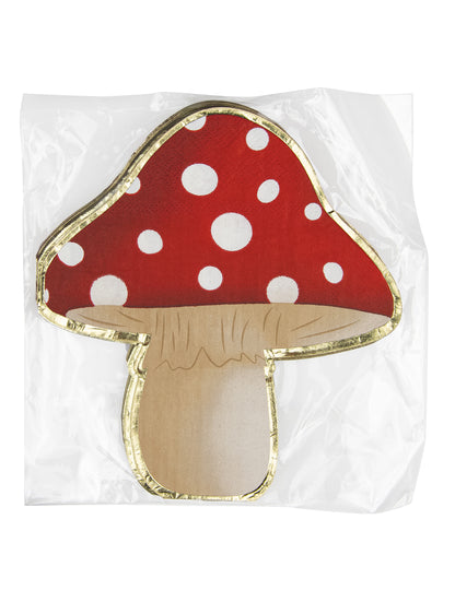 16 rdeče-belih papirnatih prtičkov v obliki gobe velikosti 29 x 32 cm