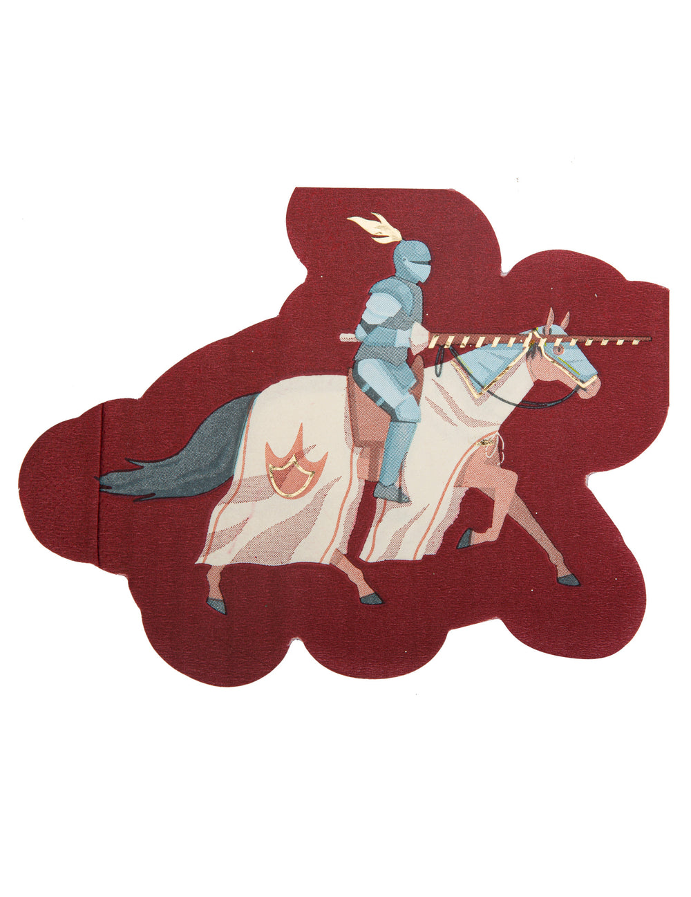 Serviettes chevaliers bordeaux avec illustration de cavalier en armure