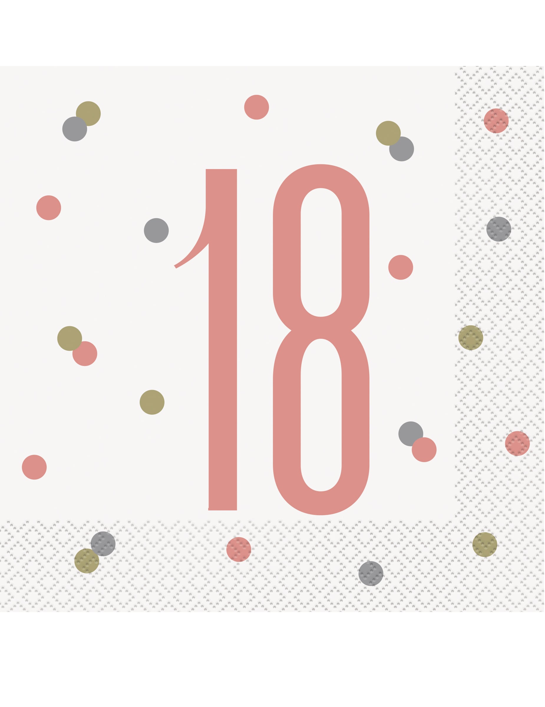 Serviettes en papier 18 ans pour anniversaire blanches et roses à pois