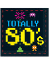 Serviettes en papier années 80 motifs jeux vidéo pour fête noires en pixel art
