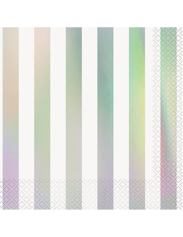 16 belih in mavričnih črtastih papirnatih prtičkov, 33 x 33 cm