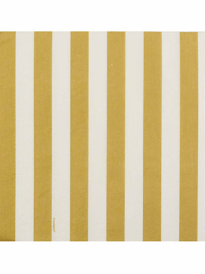 Gros plan sur le motif des 16 serviettes en papier à rayures pour fête