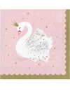 Serviettes en papier cygne royal pour fête roses à bords festonnés