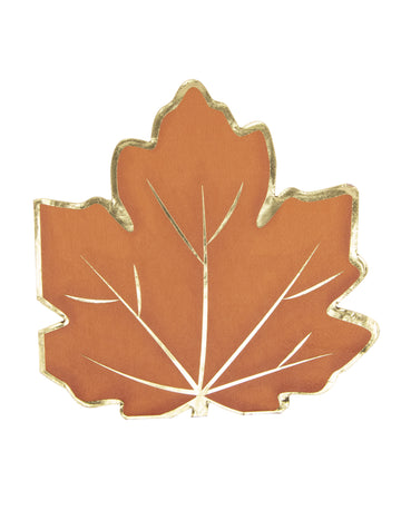 16 oranžnih in zlatih papirnatih prtičkov z jesenskimi listi