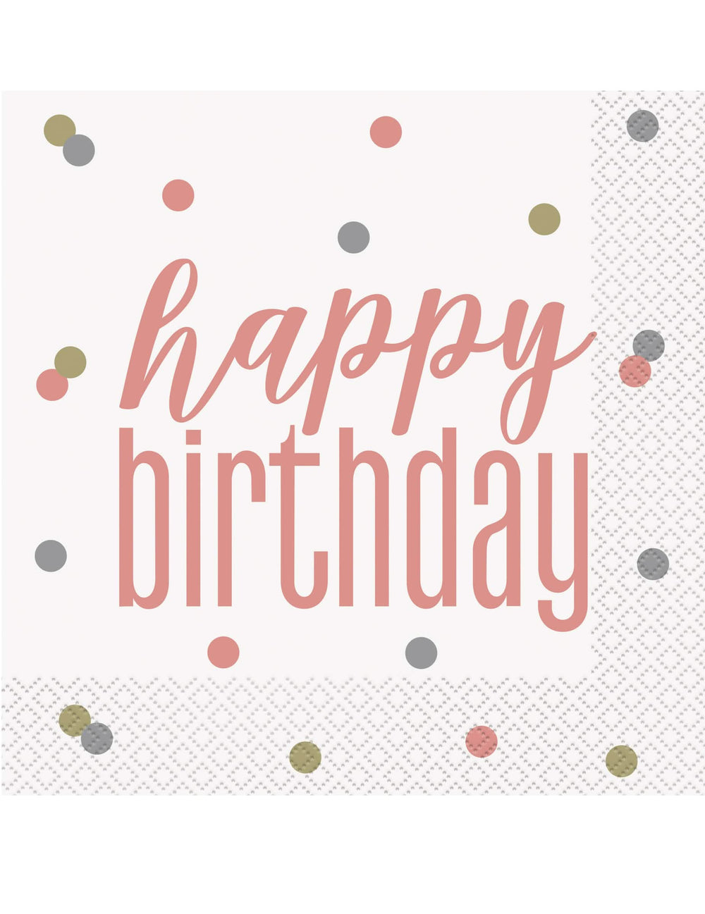 papirnati prtički Happy Birthday za rojstni dan, beli in rožnato zlato