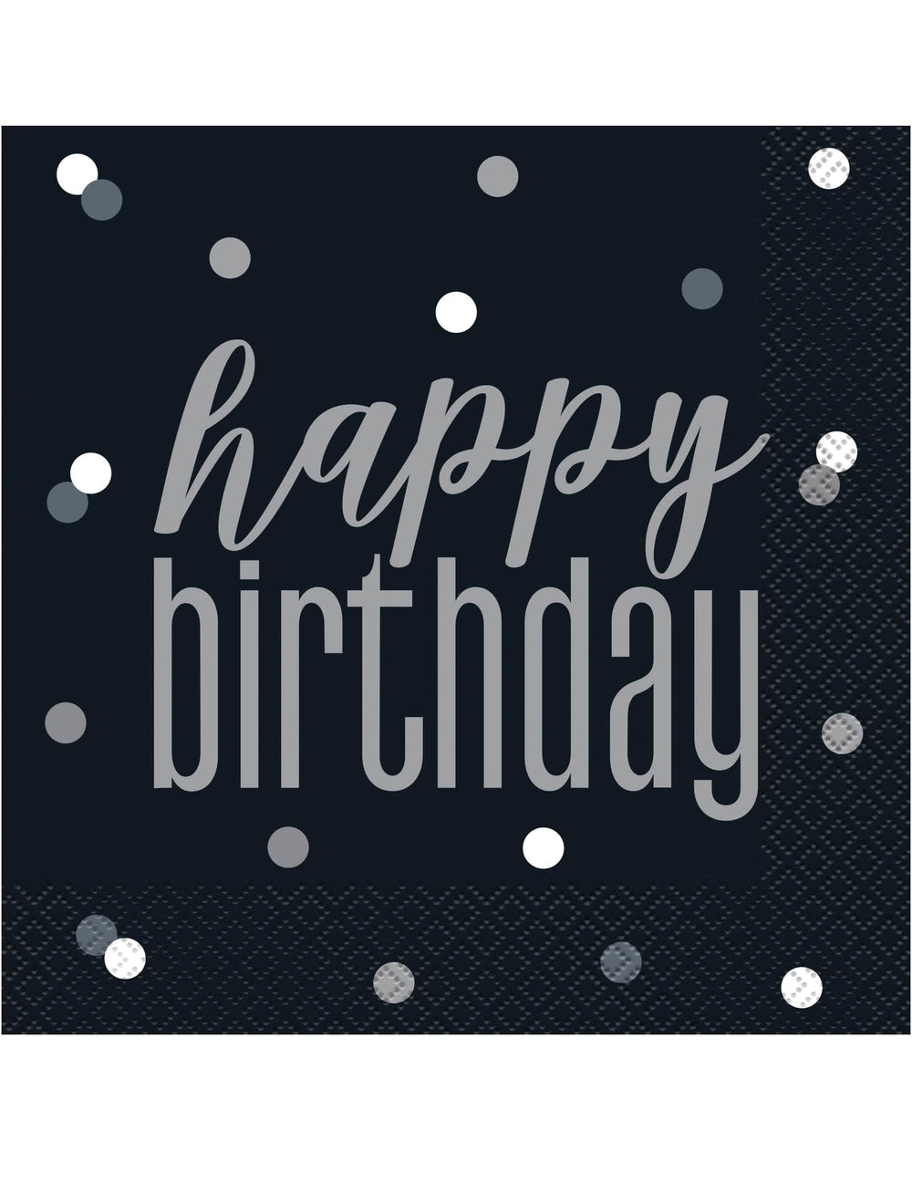 papirnati prtički Happy Birthday za rojstni dan, črni in sivi