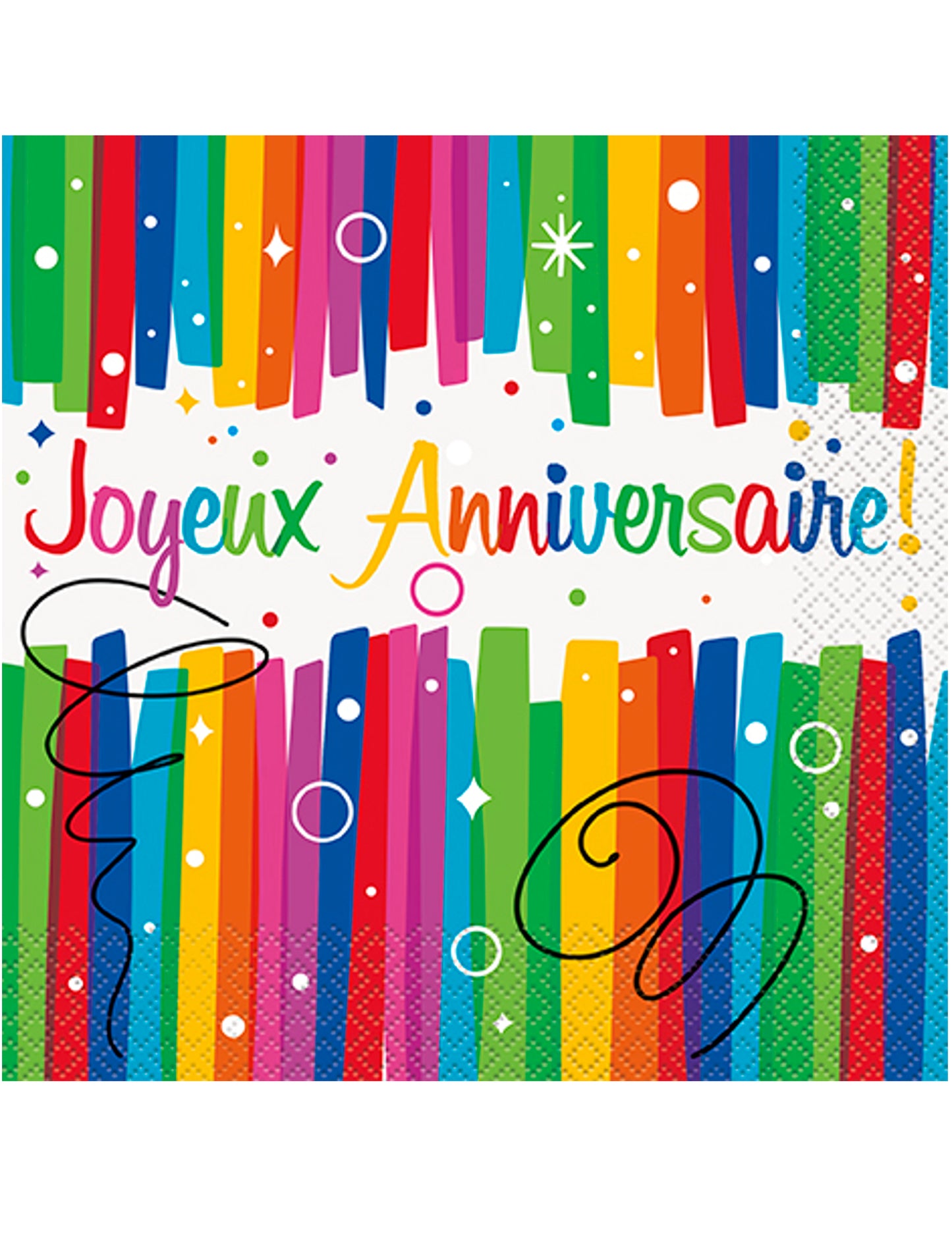 16 serviettes en papier joyeux anniversaire multicolores 33 x 33 cm jetables