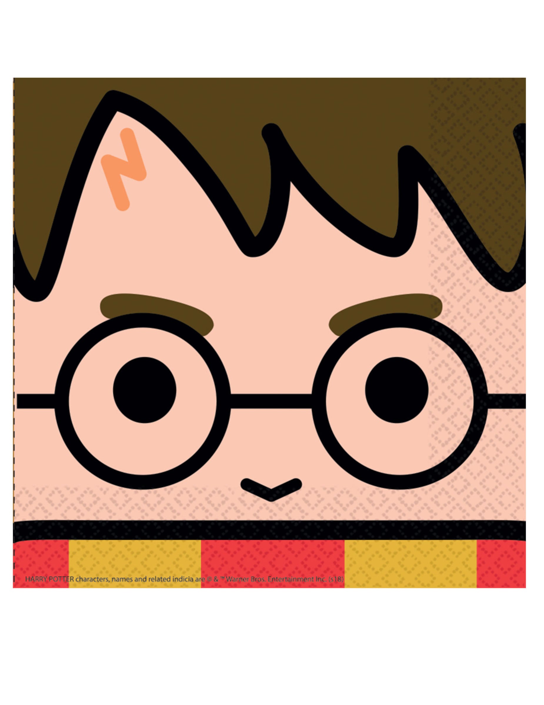 Gros plan sur le motif du visage de Harry des serviettes en papier kawaii Harry Potter