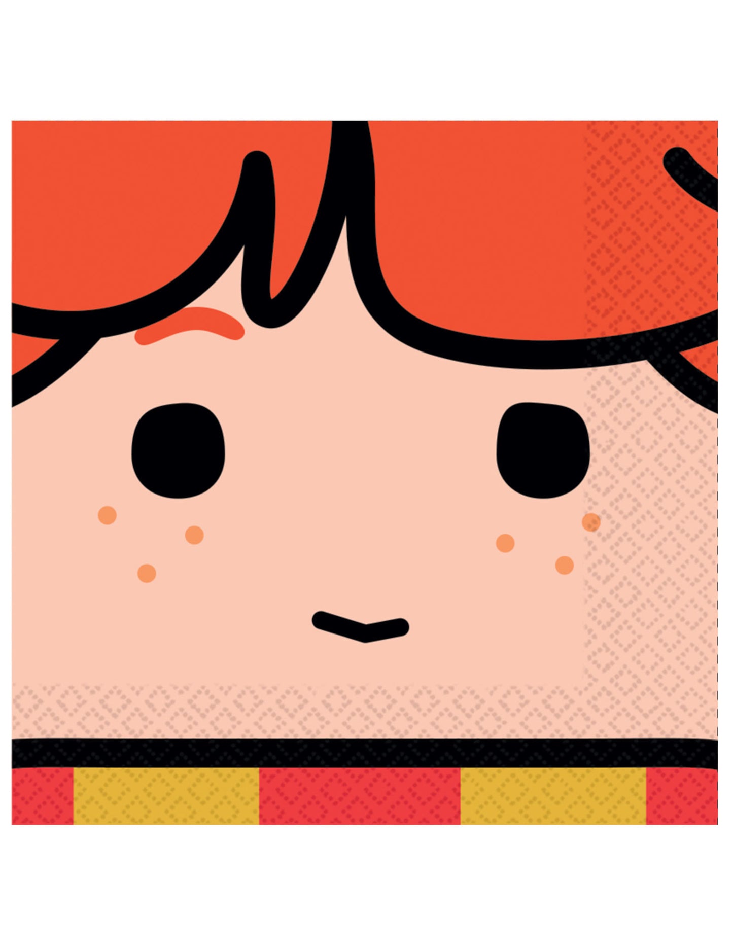 Gros plan sur le motif du visage de Ron des serviettes en papier kawaii Harry Potter