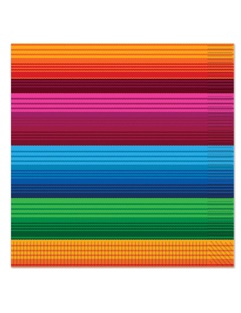 Serviettes en papier mexicaine pour fête à rayures multicolores
