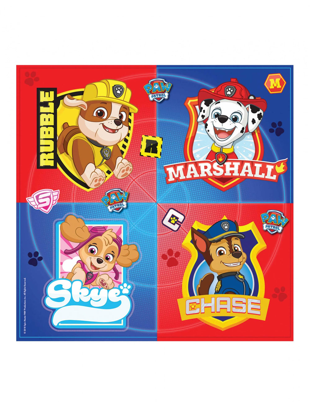 Podrobnosti o motivu papirnatih prtičkov Paw Patrol Chase