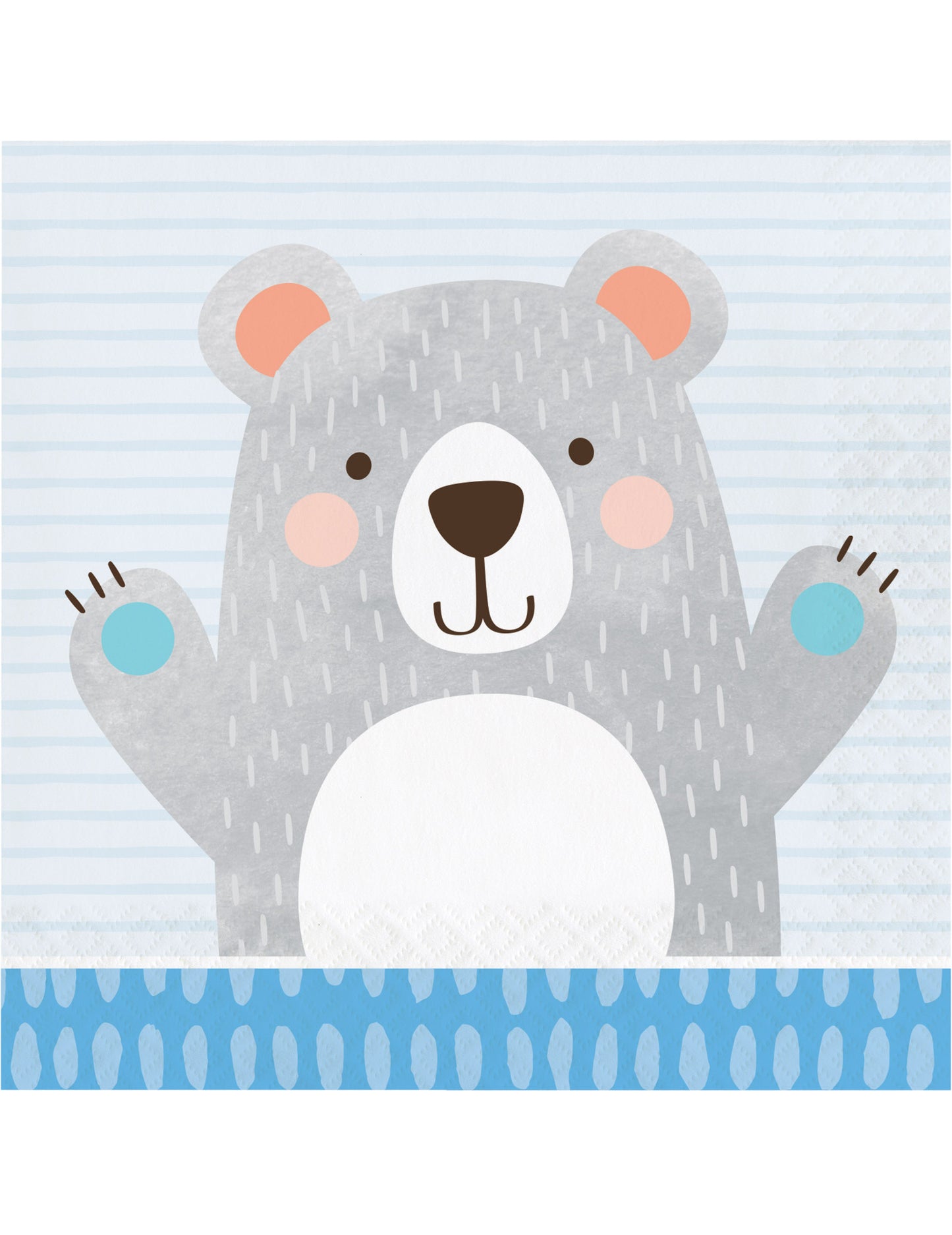 16 majhnih sivih medvedjih papirnatih brisač 33 x 33 cm