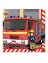 Serviettes en papier Sam le Pompier pour enfant rouges avec camion de pompier