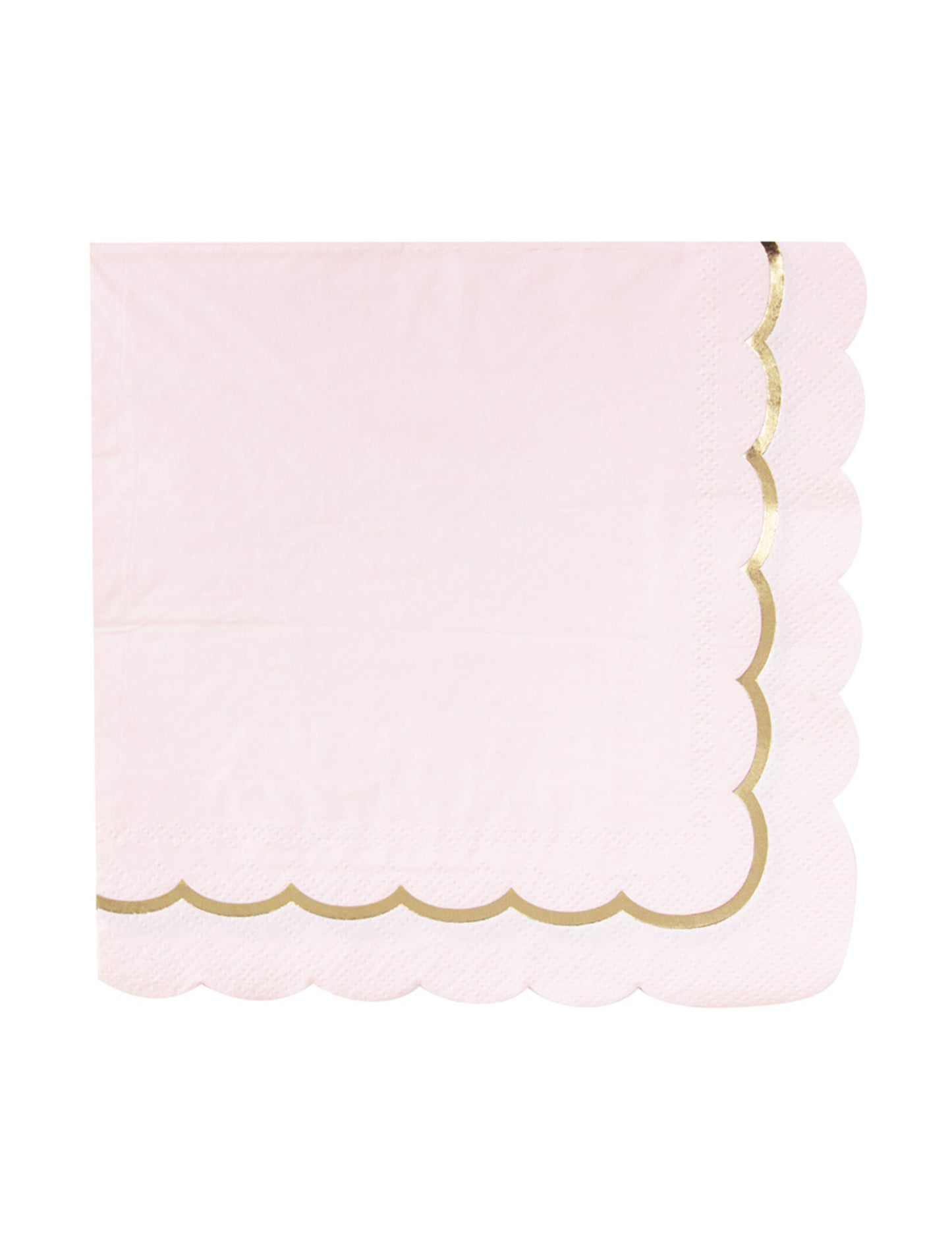 16 pastelno roza in zlatih papirnatih prtičkov z nazobčanim vzorcem, 33 x 33 cm