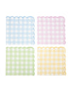 Serviettes festonnées Vichy Pastel pour fête multicolores en papier