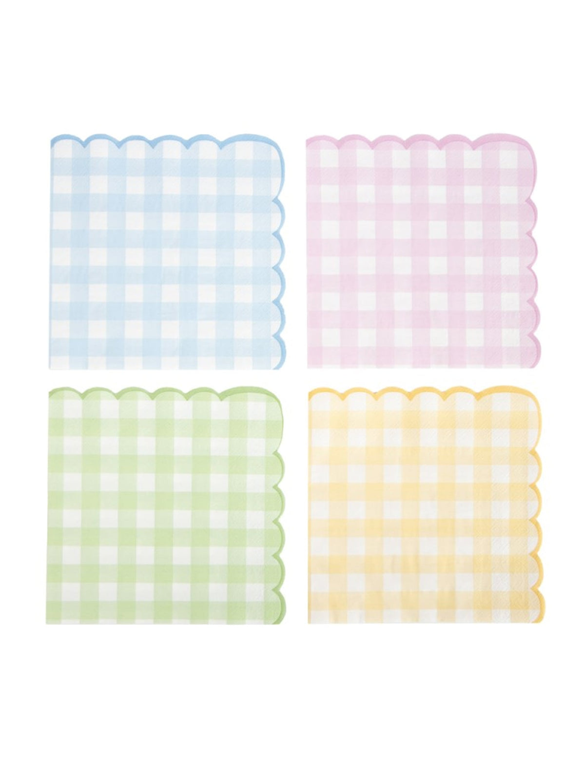 Serviettes festonnées Vichy Pastel pour fête multicolores en papier