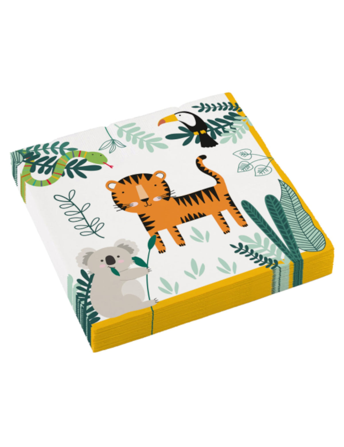 16 serviettes en papier Get Wild safari pour enfant multicolores avec animaux de la jungle