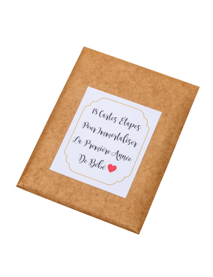 18 pozlačenih kartic za mejnike prvega letnika, 14 x 19 cm za dojenčka