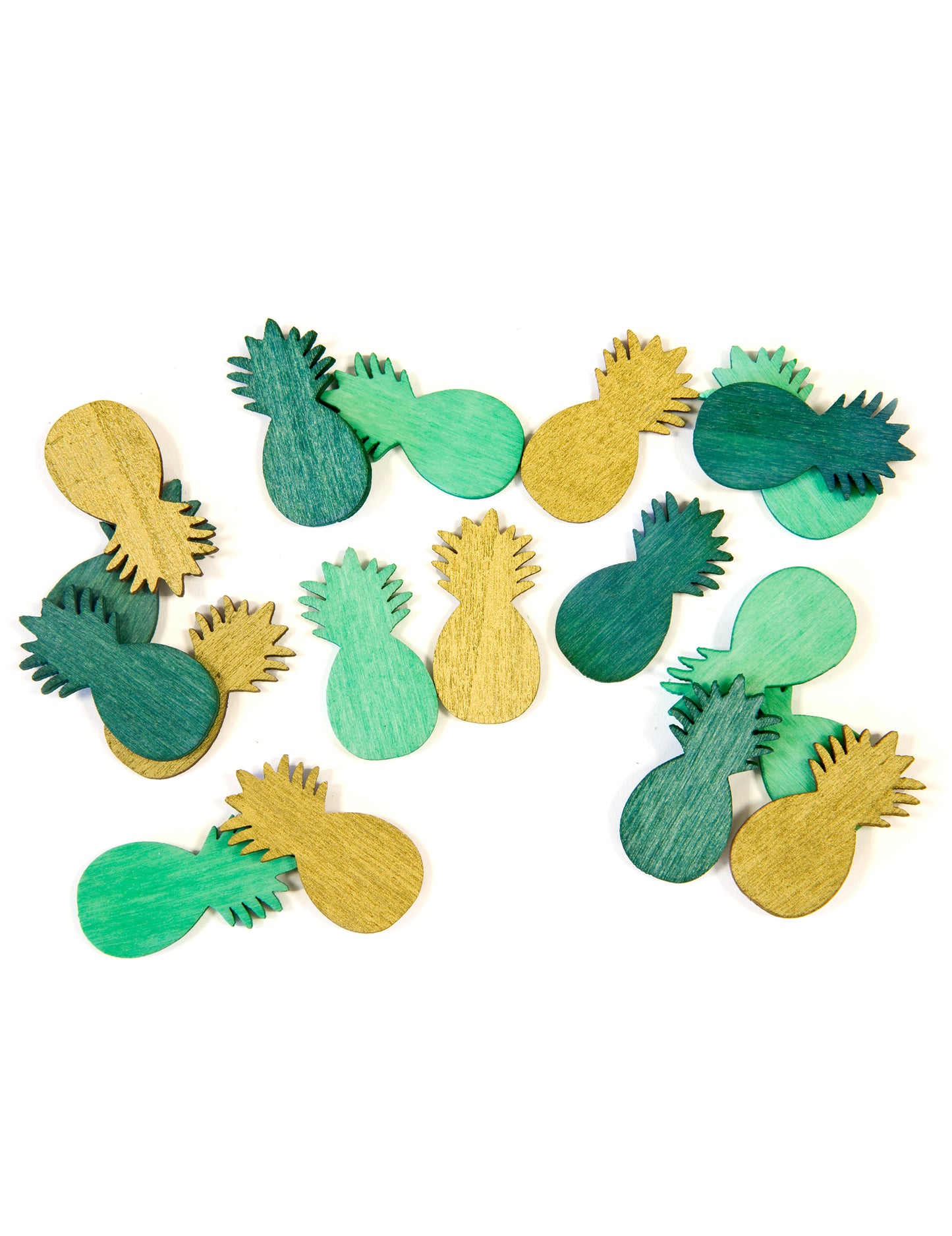 18 zlatih in zelenih konfetov z ananasom, 10 g, tropski motiv