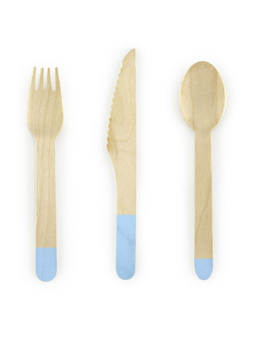 18 nebesno modrih lesenih pogrinjkov 16 cm, gospodinja za zabave