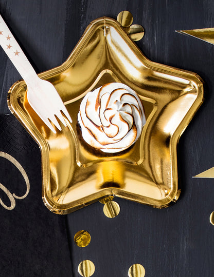 18 lesenega jedilnega pribora v zlatih zvezdah 16 cm