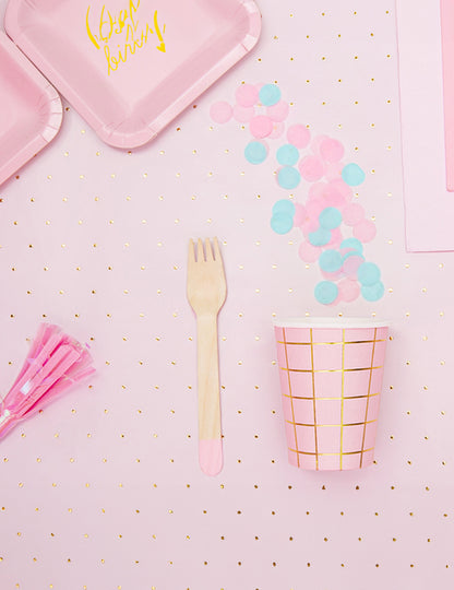 18 bledo roza lesena jedilna pribor 16 cm