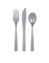 18 couverts en plastique pour 6 personnes argent