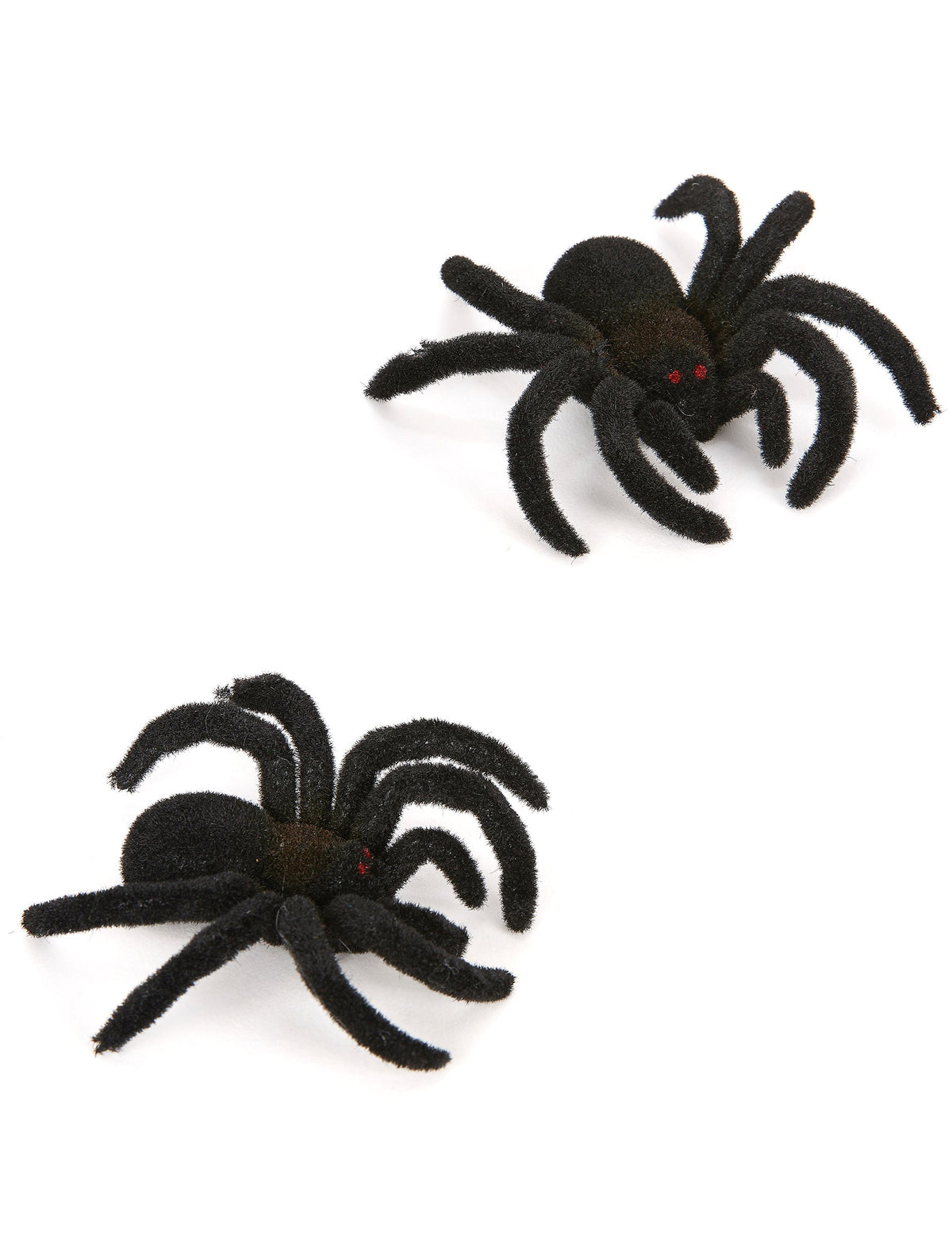 Araignées Halloween pour décoration noires poilues aux yeux rouges