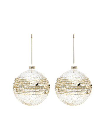 2 zlati stekleni kroglici 10 cm 