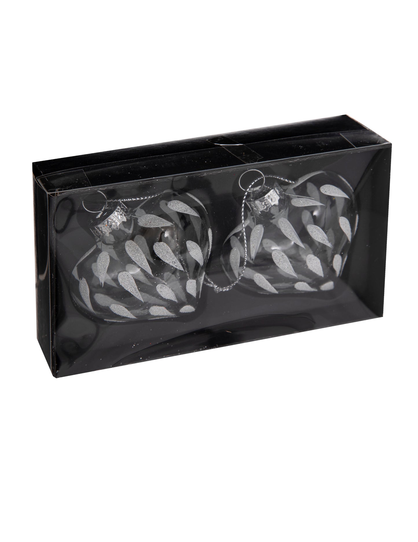 2 stekleni snežni krogli v obliki srca 6 cm obesiti